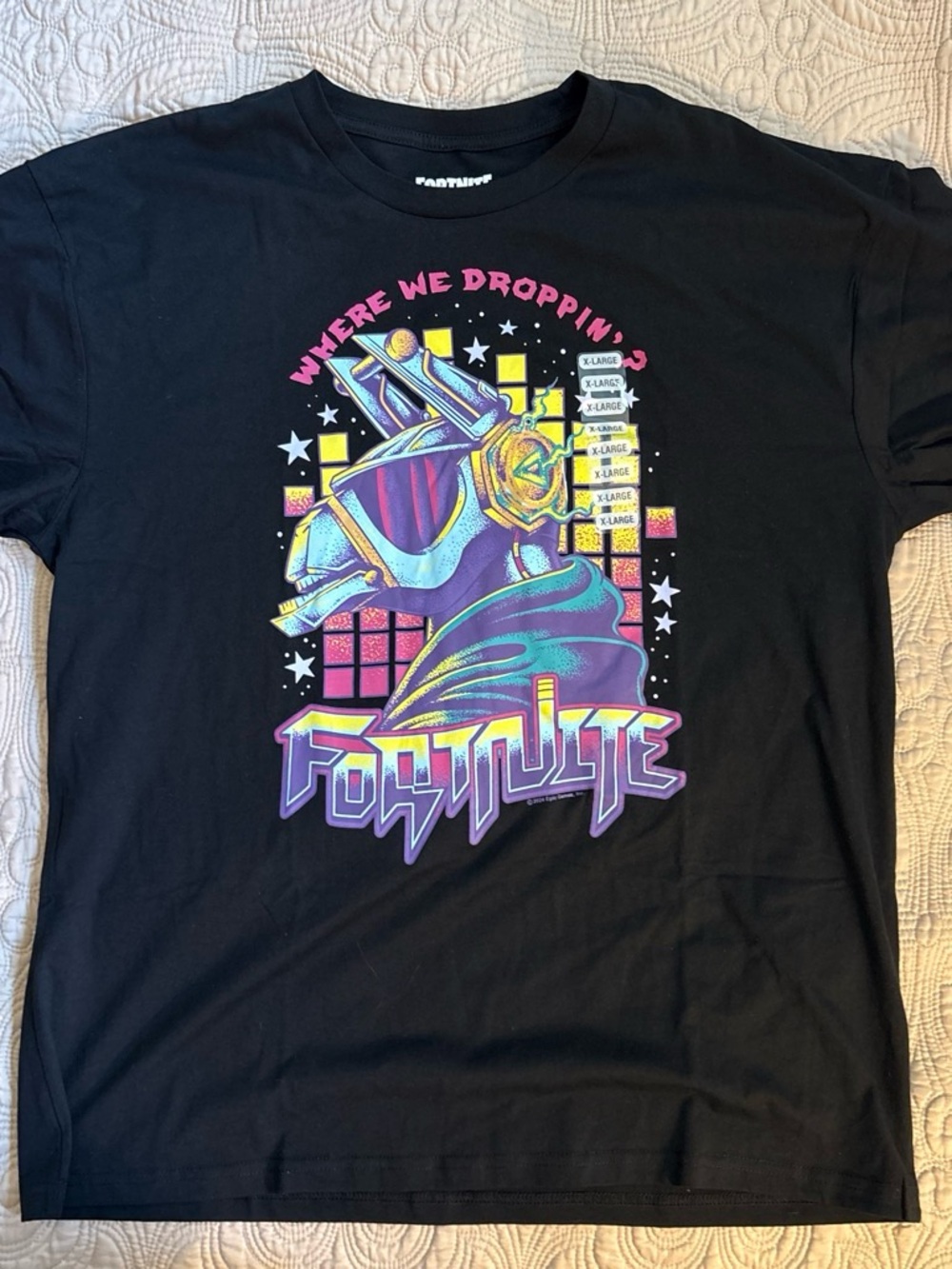 Fortnite Retro Neon Graphic Tee - Black